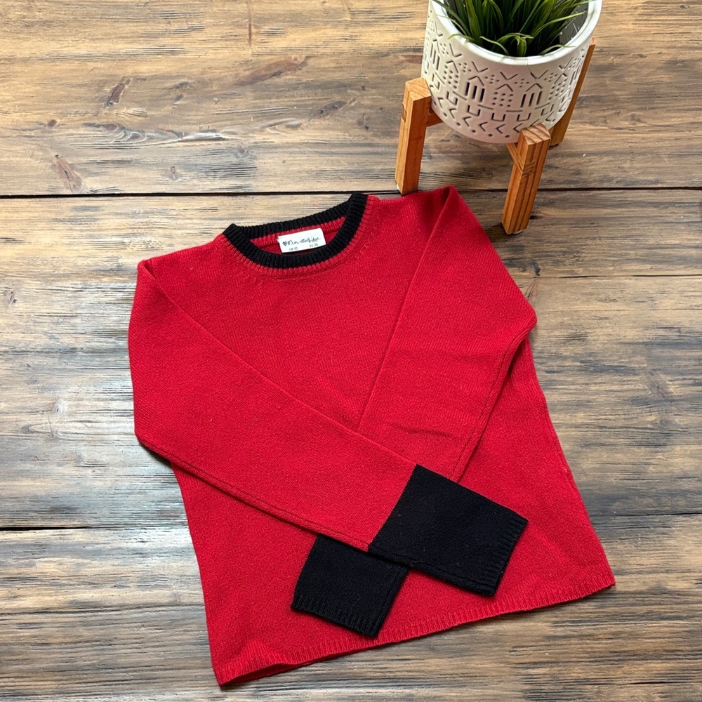 Miss Selfridge Red and Black Crewneck Sweater